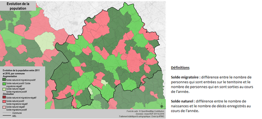 L'évolution démographique par commune (2011-2016)