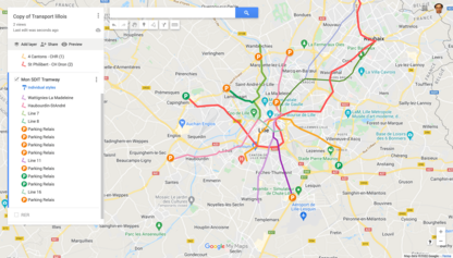 Proposition d'une nouvelle carte qui fait rentrer les trams dans la ville